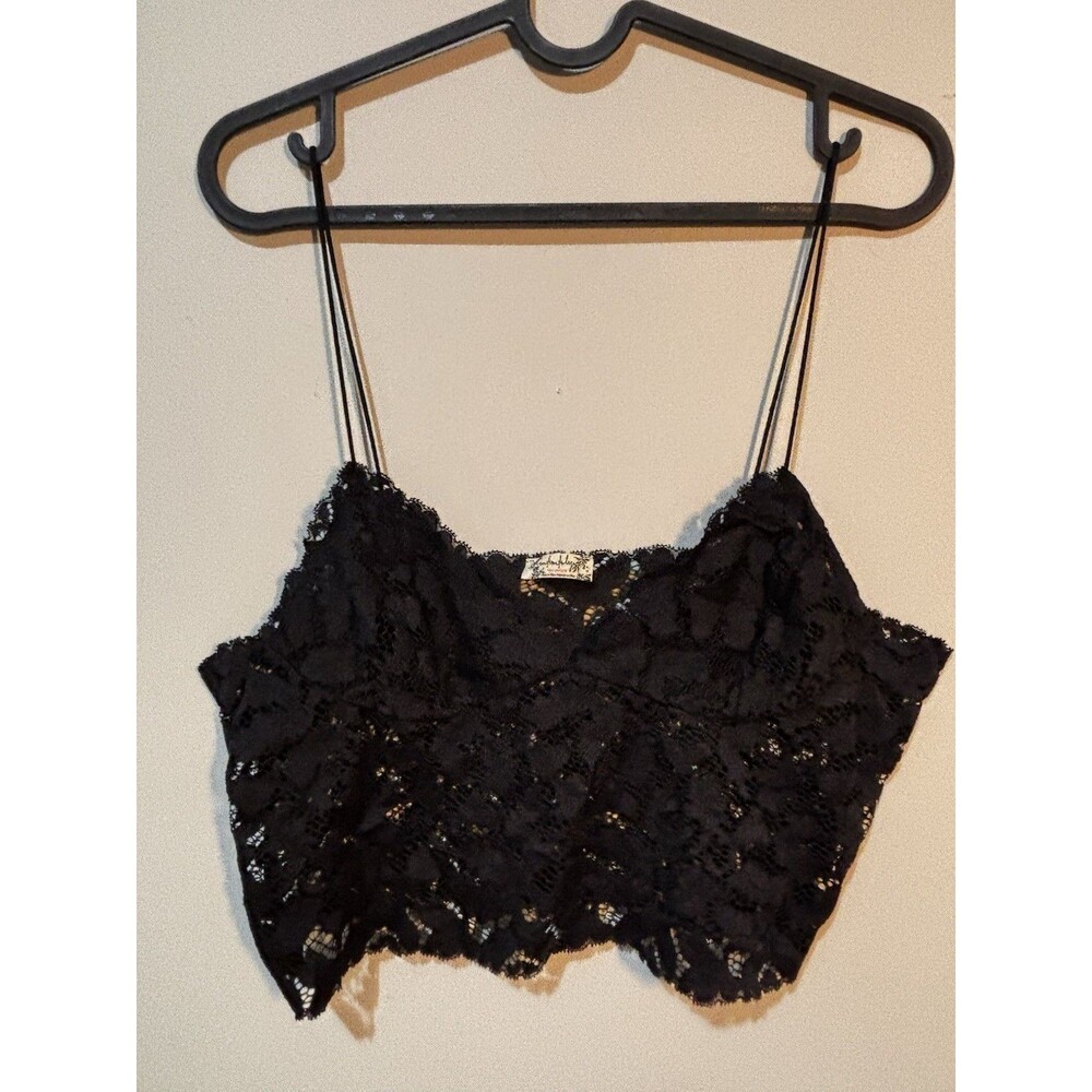 Free People Intimately Lacey Tank Cami Black Lace Camisole Top Small